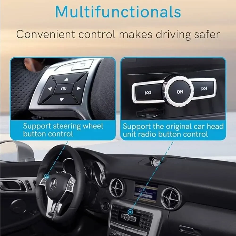 NEW CHOOCL Silver Black Bluetooth Car Plug In 5.0 Audio Adapter Music Streaming